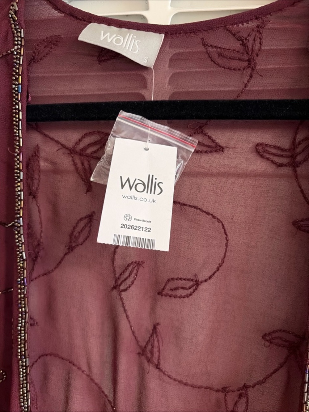 Wallis Beaded Floral Sheer Kimono Short Sleeve in Wine Coverup Shawl Formal NWT - Picture 7 of 9